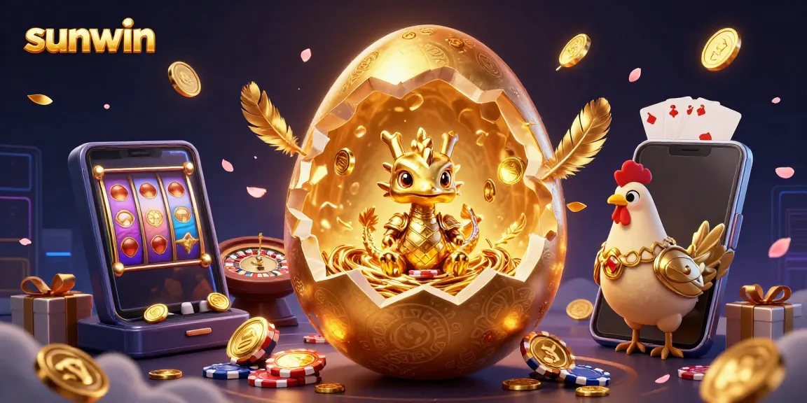 Experience the thrill of winning at sunwin with a baby dragon and golden poker chips in a vibrant casino setting.
